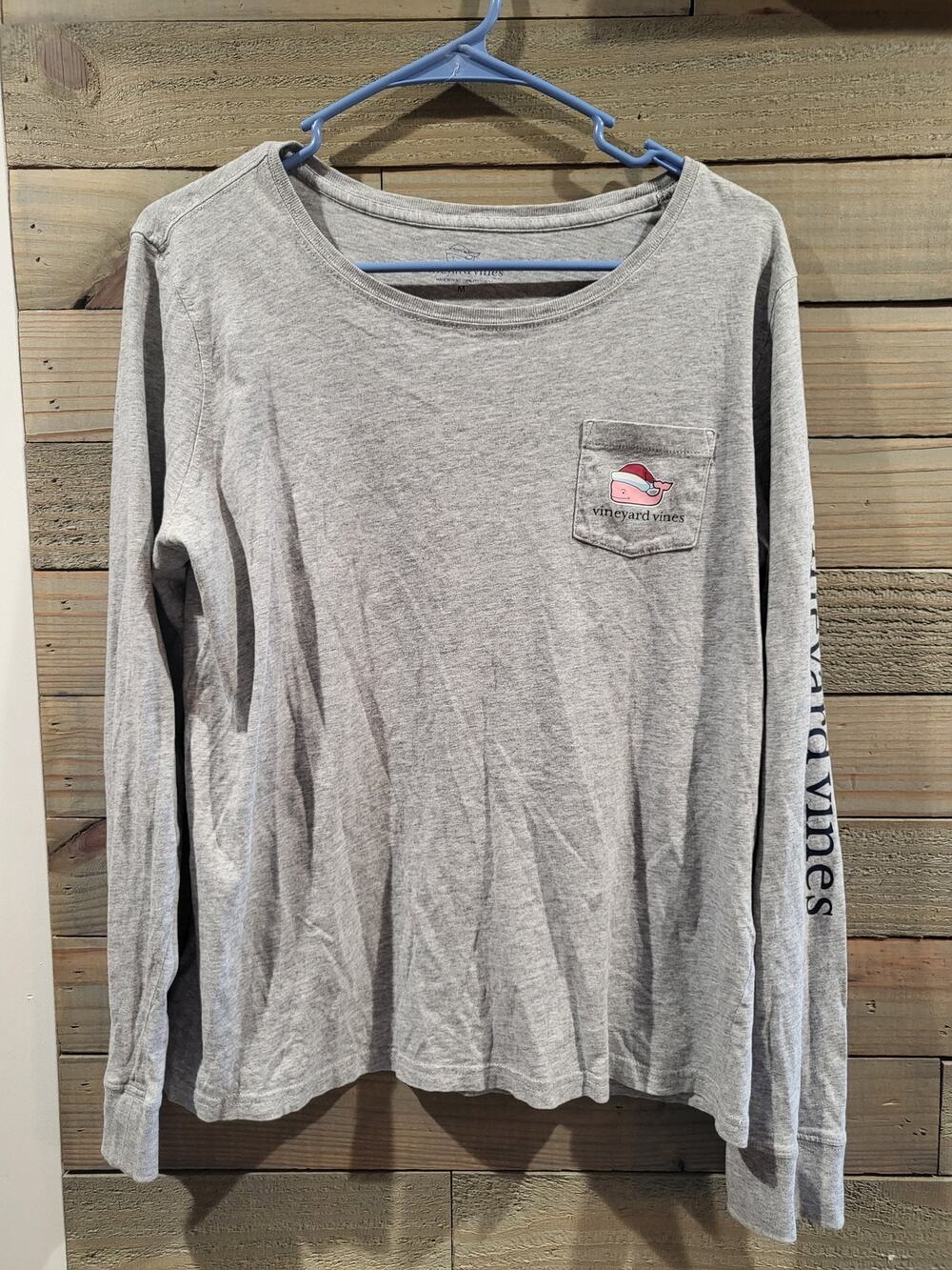 Vineyard Vines Gray Merry Christmas 2017 Holiday Theme Medium Long Sleeves Shirt